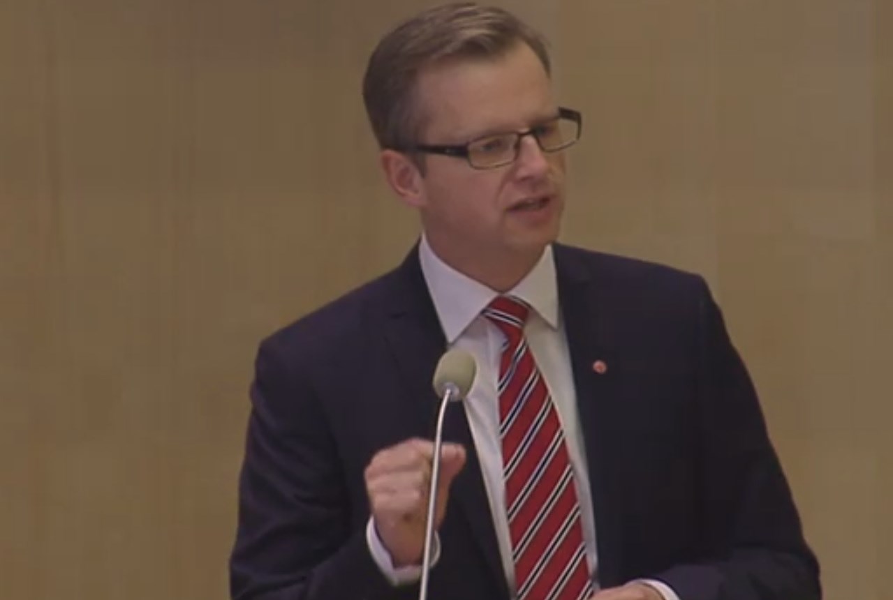 Social Democratic, Mikael Damberg, representing the Social Democrats as the party leader Stefan Löfven not parliamentarian.